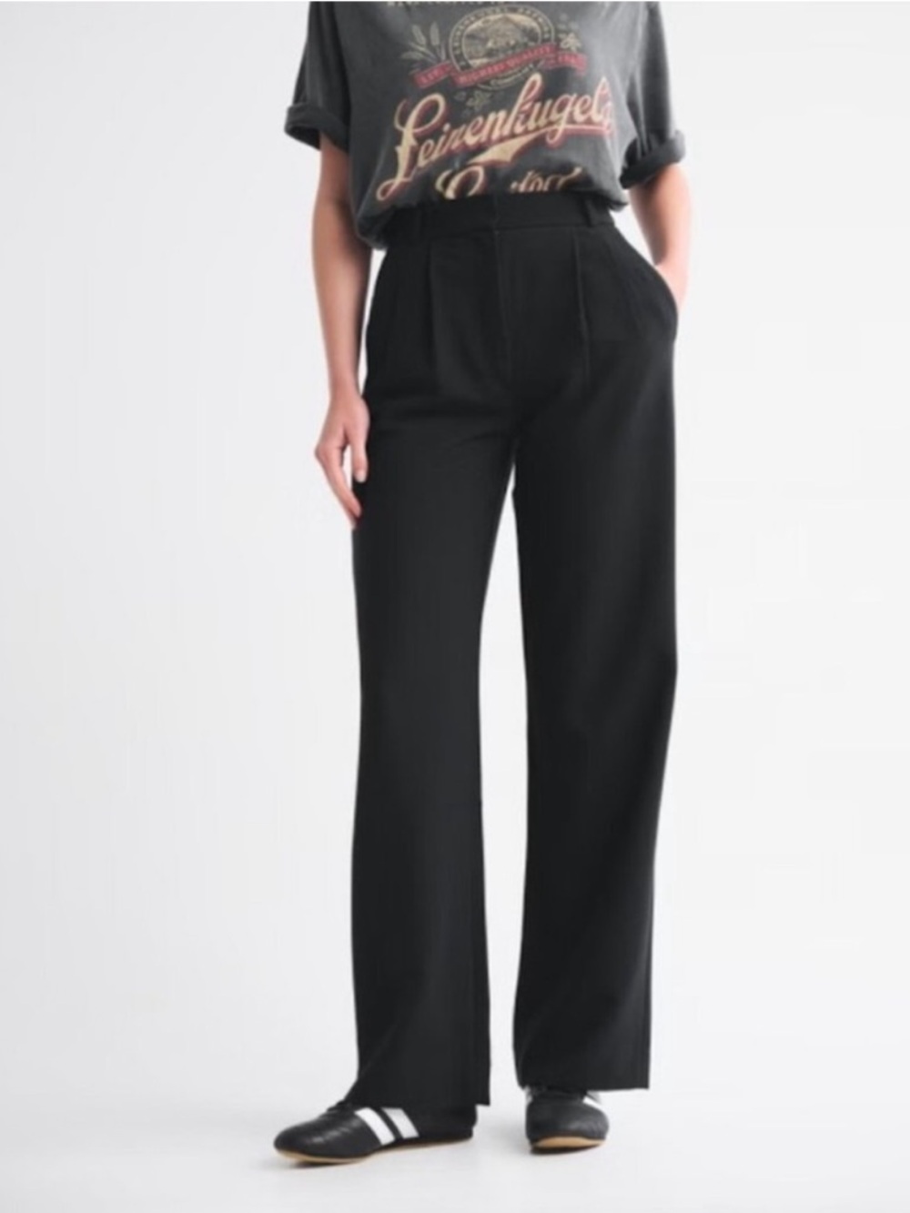 Abercrombie & Fitch Black Sloane Tailored Wide Leg Pant